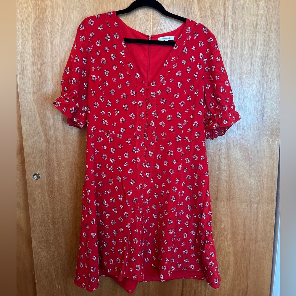 Madewell Red Floral Mini Dress